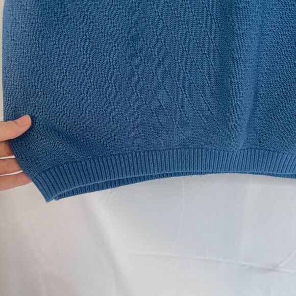 Dokotoo Blue Vneck 1/2 Drop Sleeve Open Weave Knit Tunic Sweater Size 2XL - Picture 5 of 9